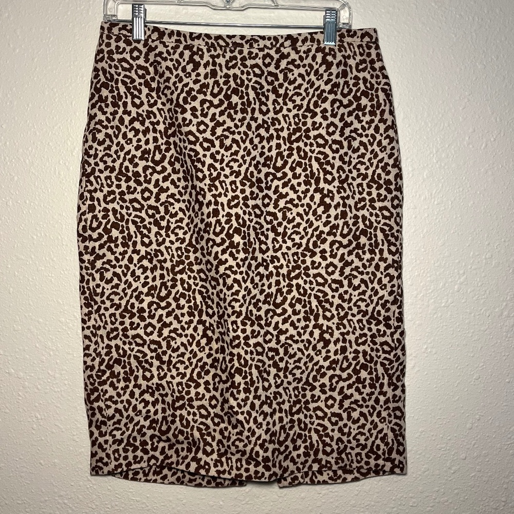 J Crew Cheetah Print Pencil Skirt, Size 8